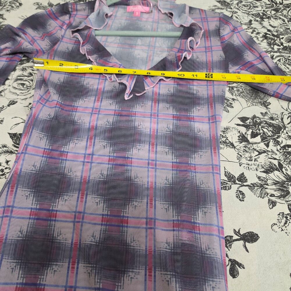 Dolls Kill Sugar Thrillz Plaid Mesh Dress - Picture 6 of 12